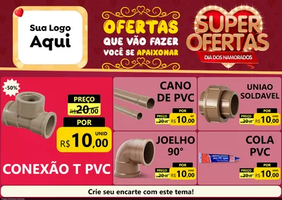 Modelo de Encarte para Encarte A4 Horizontal com o tema Dia dos Namorados para Tubos e conexões