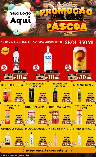 Modelo de Encarte para Encarte Grande com o tema Promoção Páscoa para Distribuidora de bebidas