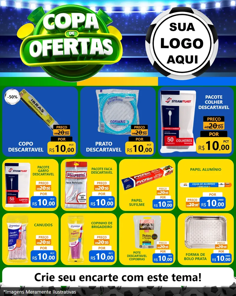 Modelo de Rede Social para Feed Instagram com o tema Copa de Ofertas para Embalagens