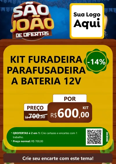 Modelo de Cartaz para Cartaz A4 Vertical com o tema São João Ofertas Imbatíveis! - Junina para Maquinas e Ferramentas