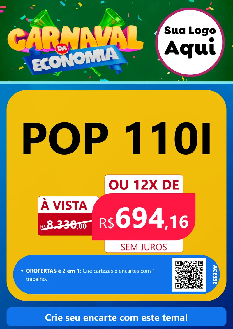 Modelo de Cartaz para Cartaz A4 Vertical com o tema Carnaval da Economia para Concessionaria de Motos