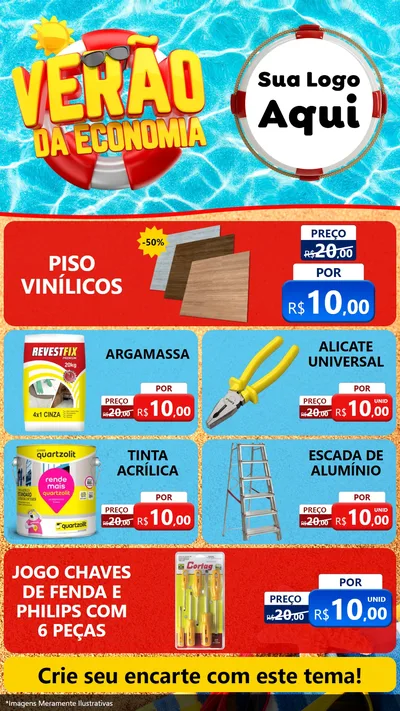Modelo de TV para TV Vertical com o tema Verão da Economia para Material para Construção