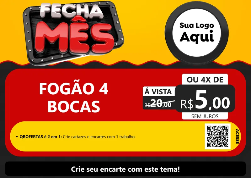 Modelo de Cartaz para Cartaz A4 Horizontal com o tema Fecha Mês para Móveis e Eletro
