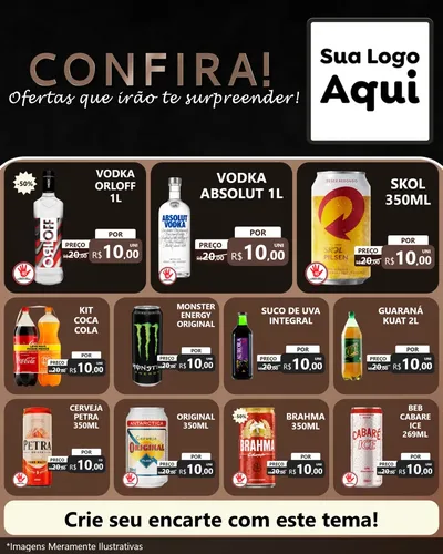 Modelo de Rede Social para Feed Instagram com o tema Confira! Ofertas que irão te surpreender! para Distribuidora de bebidas