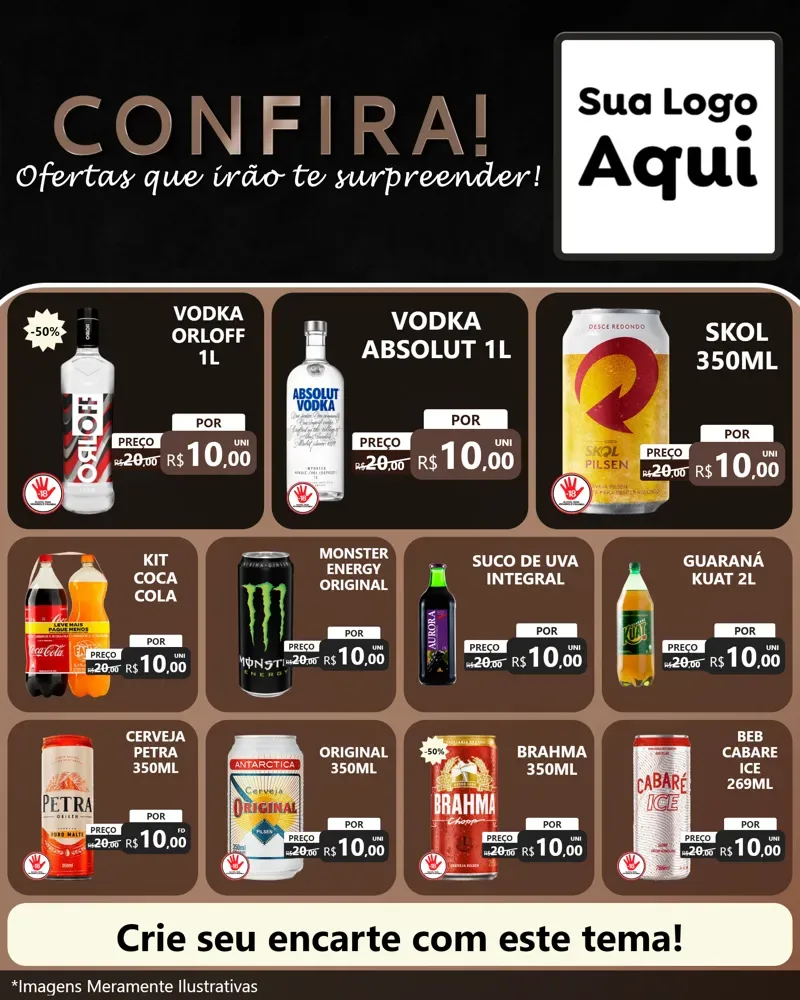 Modelo de Rede Social para Feed Instagram com o tema Confira! Ofertas que irão te surpreender! para Distribuidora de bebidas