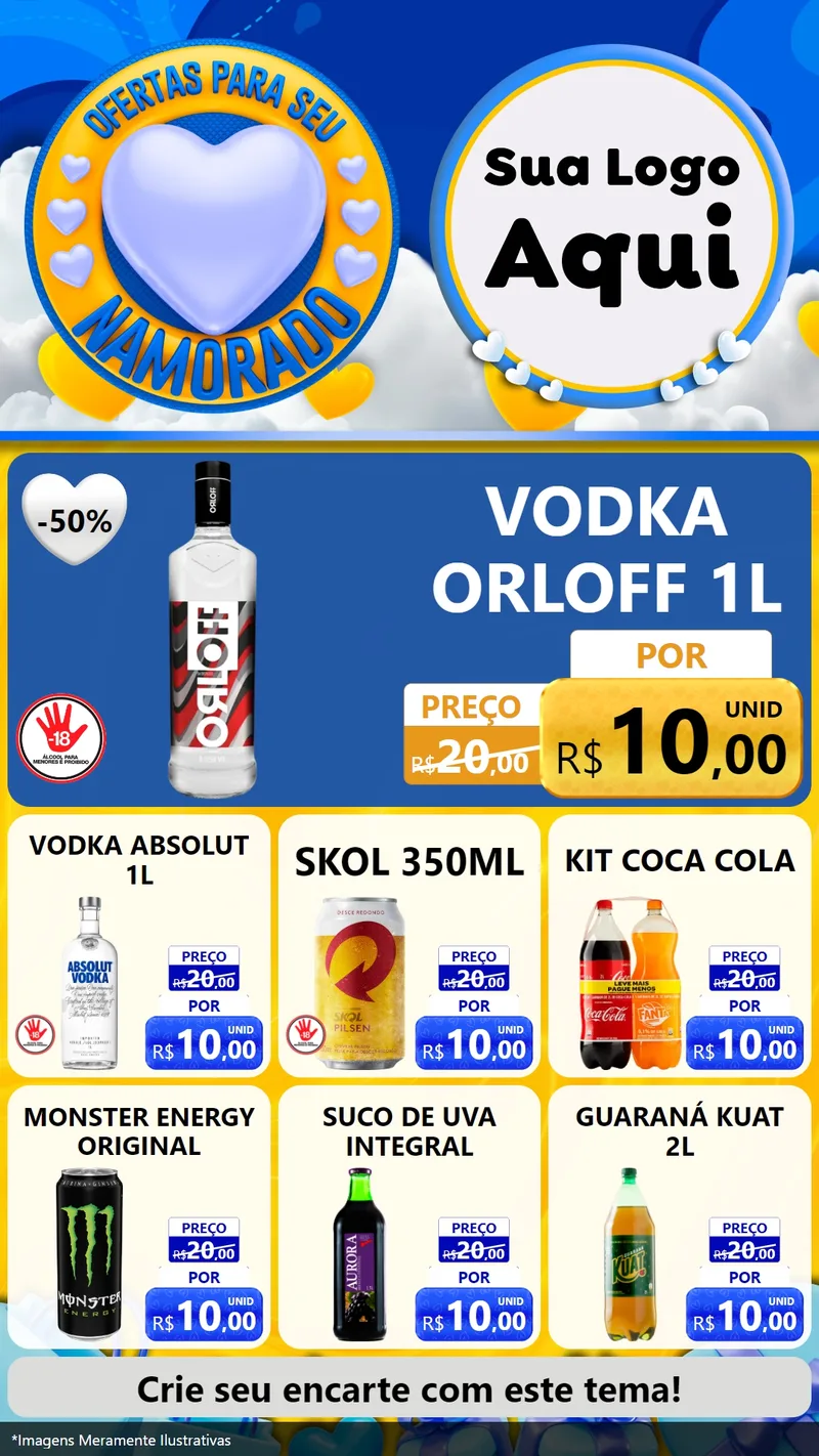 Modelo de Rede Social para Stories com o tema Ofertas Para Seu Namorado para Distribuidora de bebidas