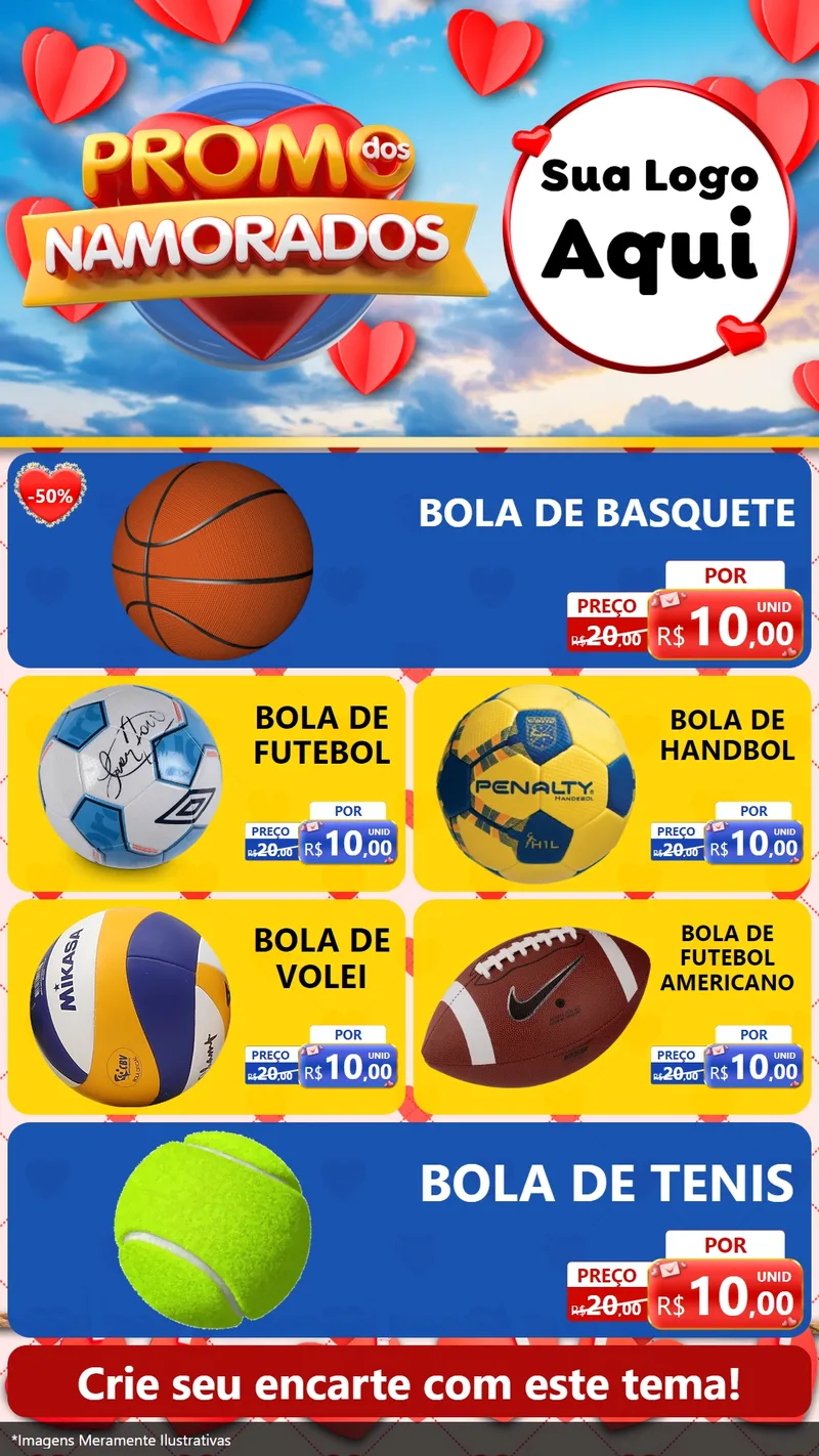Modelo de TV para TV Vertical com o tema Promo dos Namorados para Artigos Esportivos