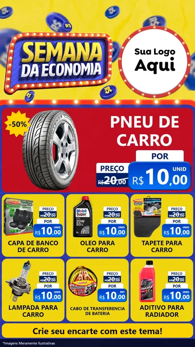 Modelo de Rede Social para Stories com o tema Semana da Economia para Auto peças
