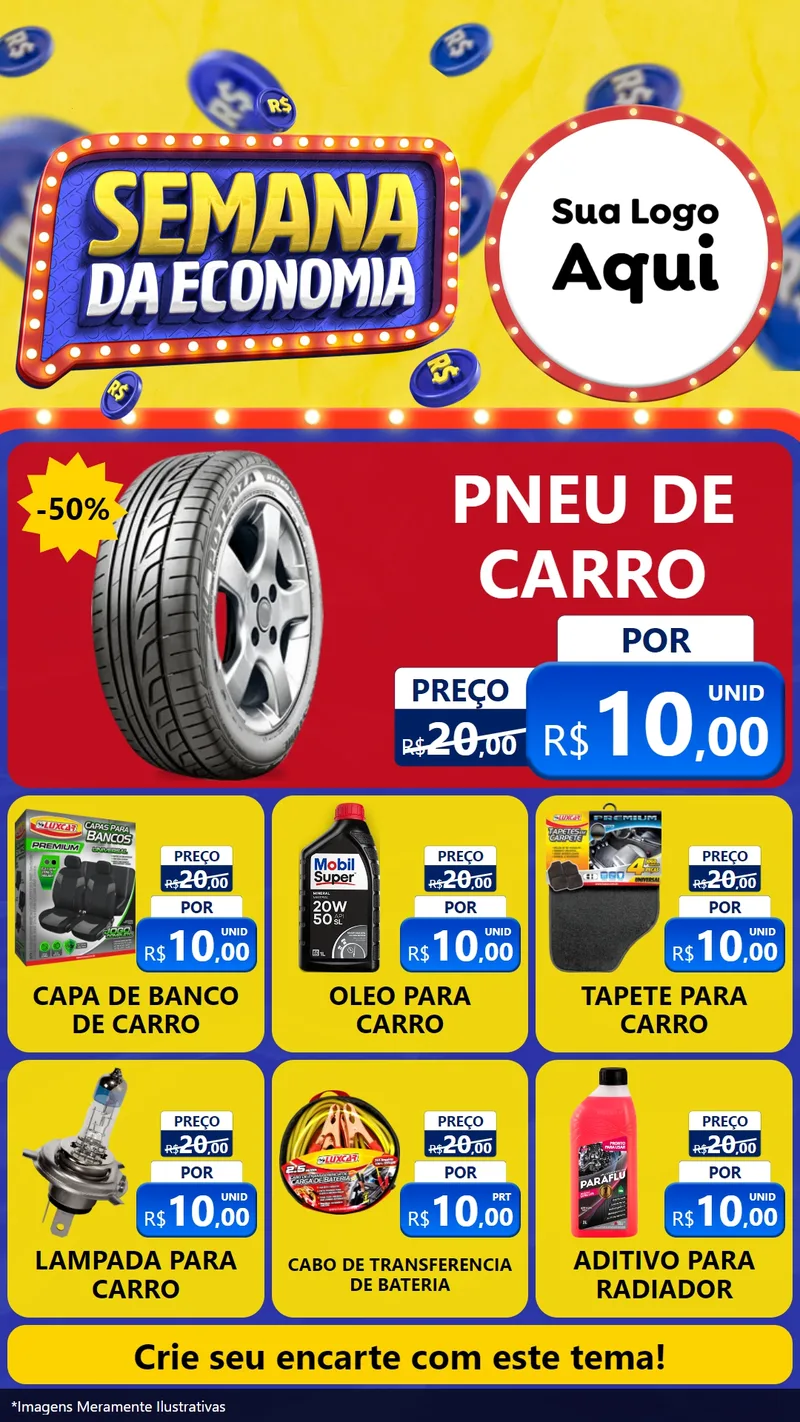 Modelo de Rede Social para Stories com o tema Semana da Economia para Auto peças