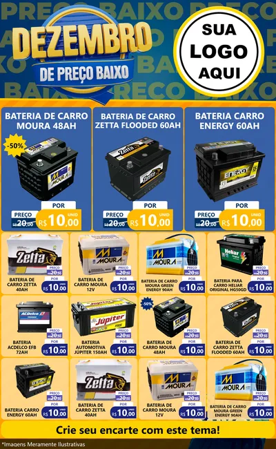 Modelo de Encarte para Encarte Grande com o tema Dezembro de Preço Baixo para Baterias Elétricas