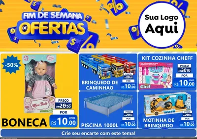 Modelo de Encarte para Encarte A4 Horizontal com o tema Fim de Semana de Ofertas para Brinquedos