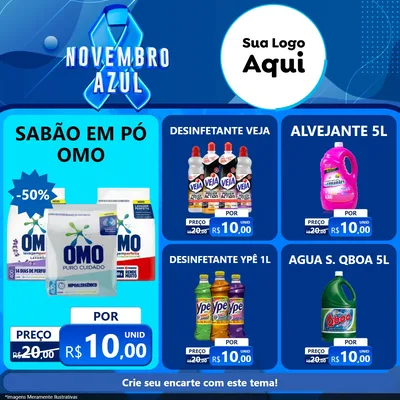 Modelo de Rede Social para Feed Facebook com o tema Novembro Azul para Produtos de Limpeza