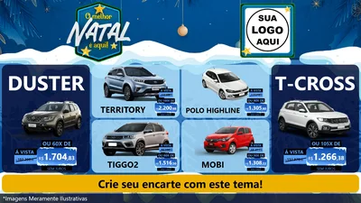 Modelo de TV para TV Horizontal com o tema O Melhor Natal É Aqui! para Concessionaria de Carros