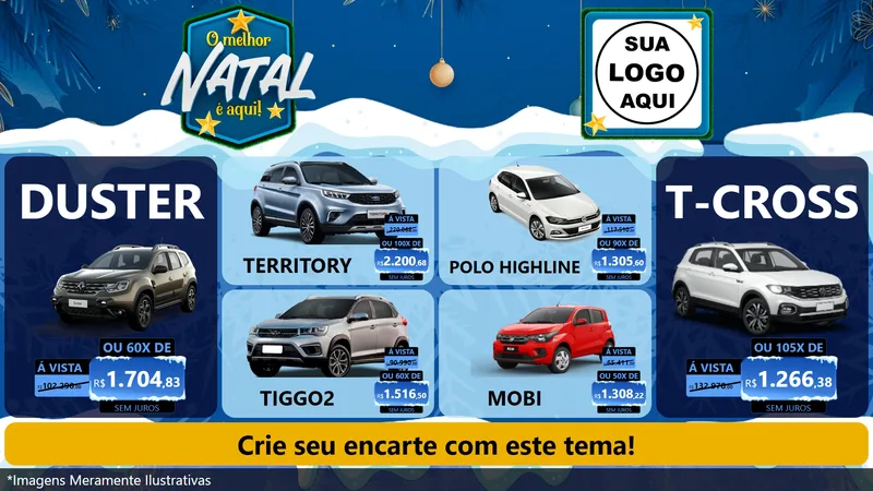 Modelo de TV para TV Horizontal com o tema O Melhor Natal É Aqui! para Concessionaria de Carros