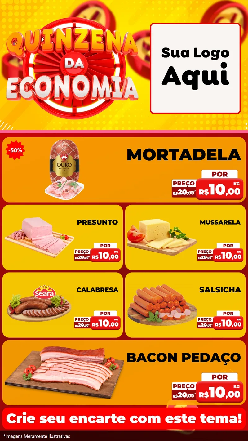 Modelo de TV para TV Vertical com o tema Quinzena Da Economia para Frios e Laticínios
