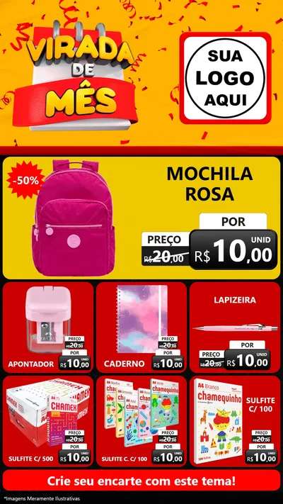Modelo de Rede Social para Stories com o tema Virada de Mês para Papelaria