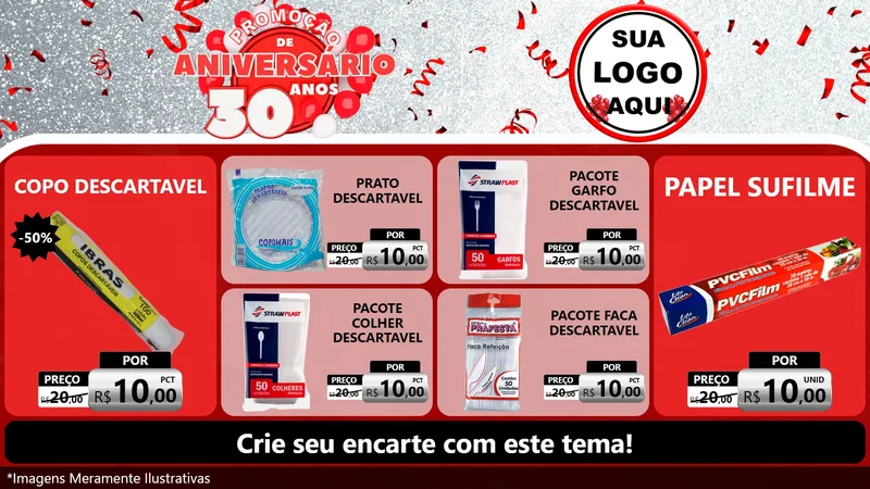 Modelo de TV para TV Horizontal com o tema Promoção de Aniversário - 30 Anos para Embalagens