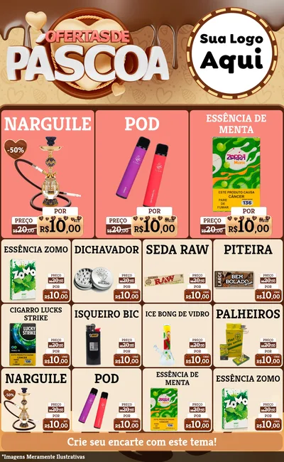 Modelo de Encarte para Encarte Grande com o tema Ofertas de Páscoa para Tabacaria