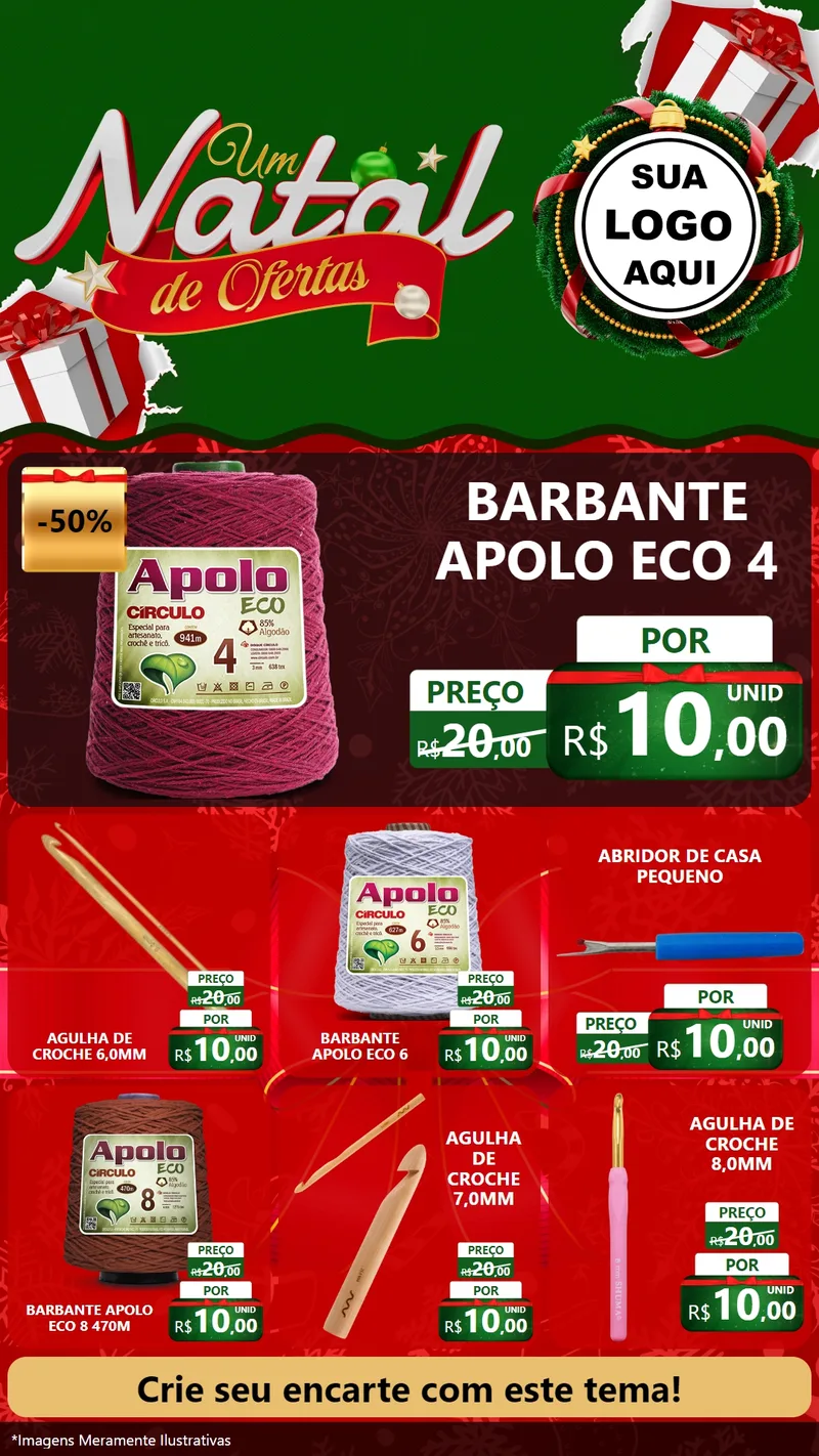 Modelo de Rede Social para Stories com o tema Um Natal de Ofertas para Armarinho e Aviamentos