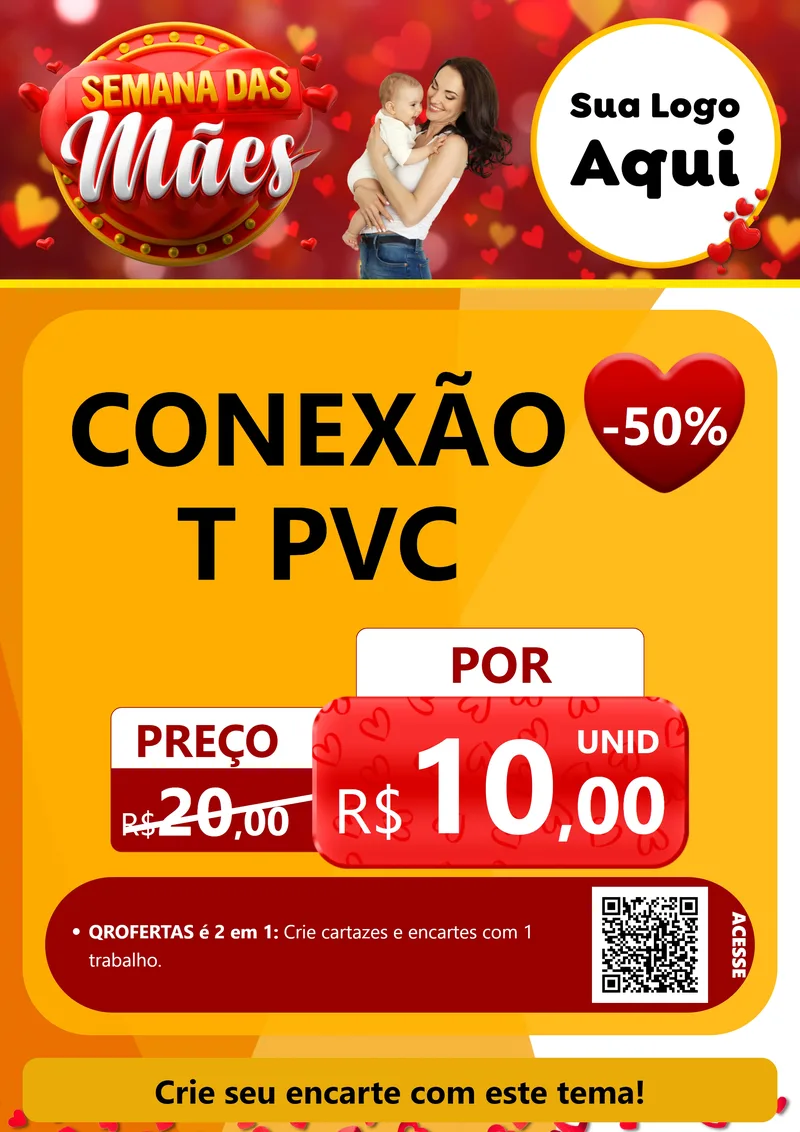 Modelo de Cartaz para Cartaz A4 Vertical com o tema Semana das Mães para Tubos e conexões