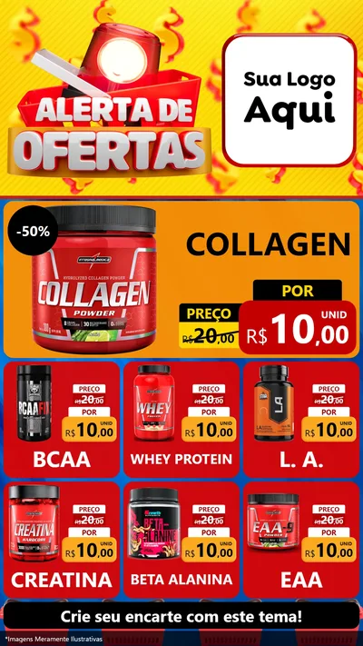 Modelo de Rede Social para Stories com o tema Alerta de Ofertas para Suplementos alimentares