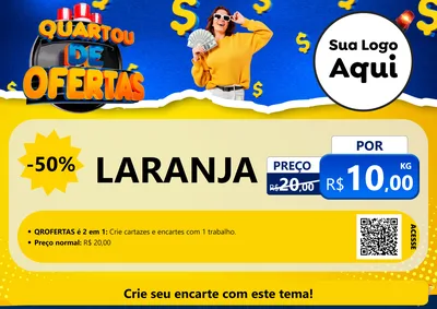 Modelo de Cartaz para Cartaz A4 Horizontal com o tema Quartou de Ofertas para Hortifrúti