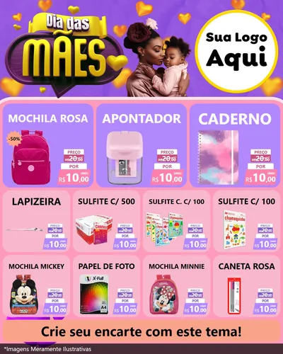 Modelo de Rede Social para Feed Instagram com o tema Dia das Mães para Papelaria