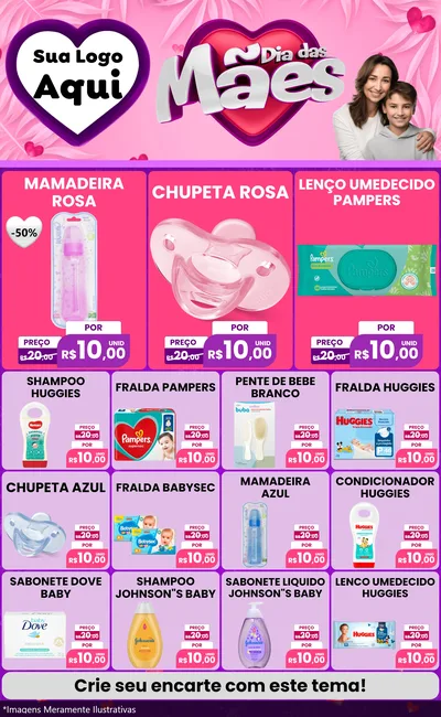Modelo de Encarte para Encarte Grande com o tema Dia das Mães para Bebês