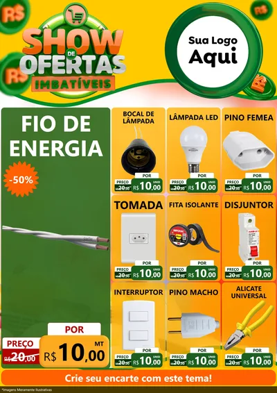 Modelo de Encarte para Encarte A4 Vertical com o tema Show de Ofertas Imbatíveis para Materiais Elétricos