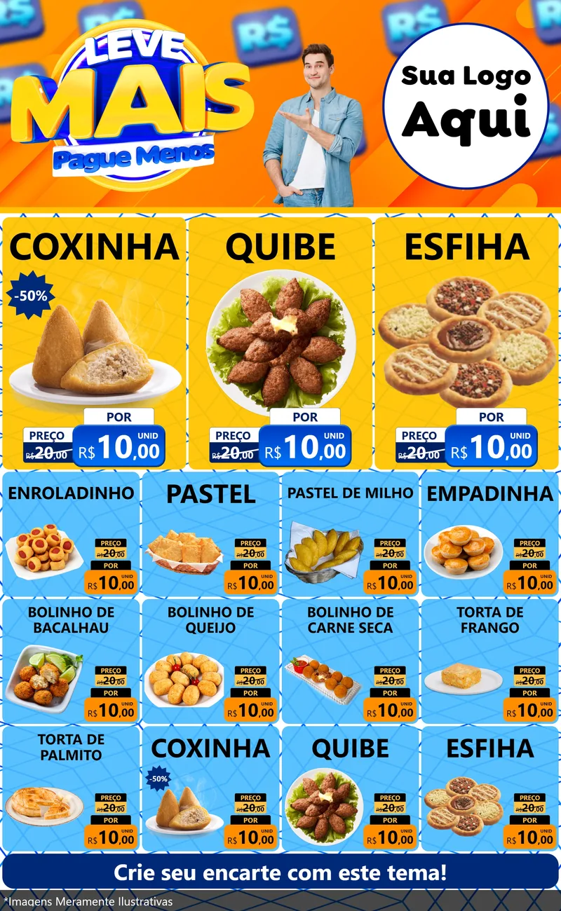 Modelo de Encarte para Encarte Grande com o tema Leve Mais, Pague Menos para Salgadaria