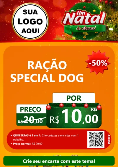 Modelo de Cartaz para Cartaz A4 Vertical com o tema Um Natal de Ofertas para Pet Shop