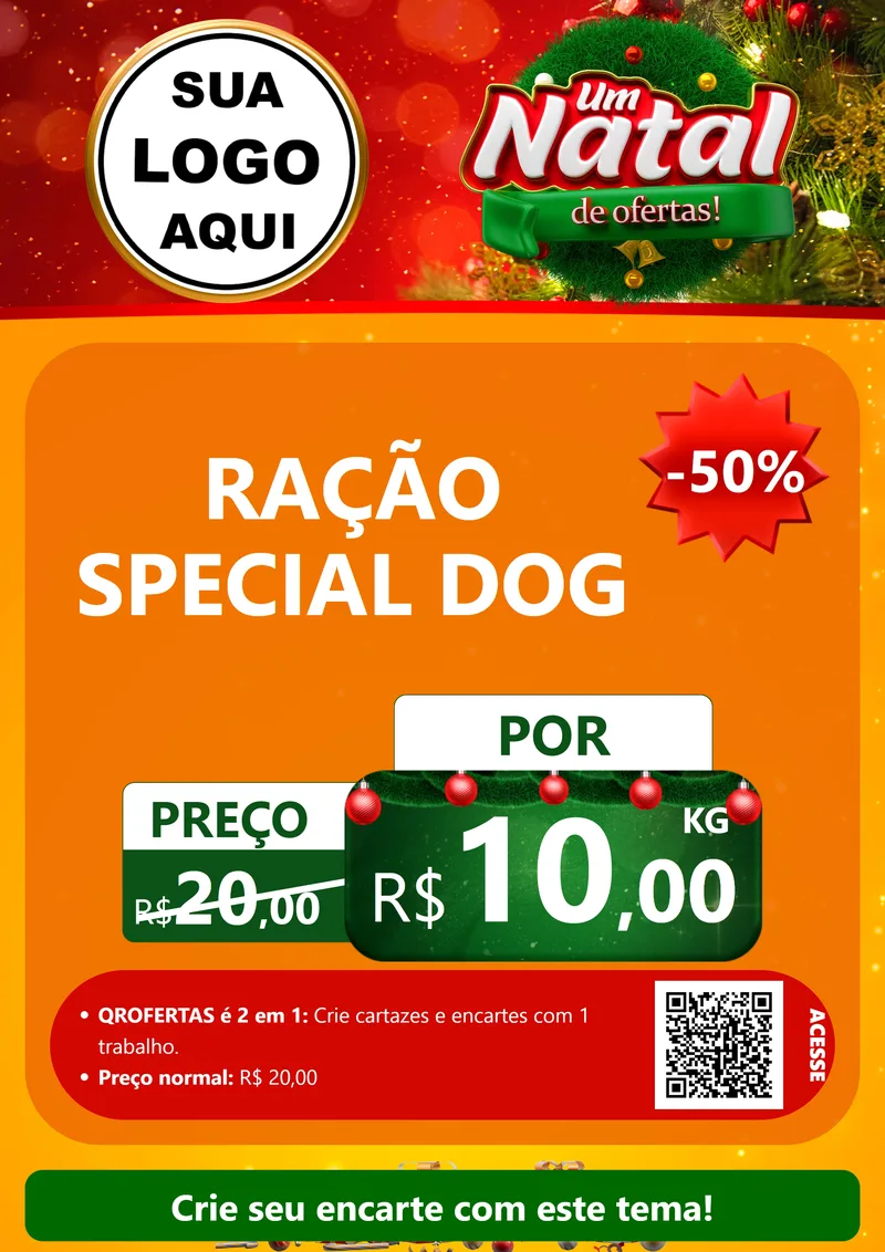 Modelo de Cartaz para Cartaz A4 Vertical com o tema Um Natal de Ofertas para Pet Shop
