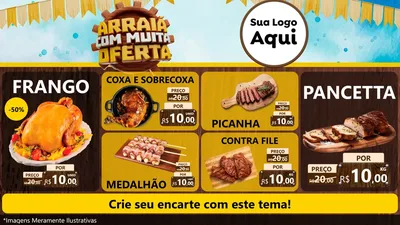 Modelo de TV para TV Horizontal com o tema Ofertas de São João - Junina para Assados