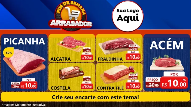 Modelo de TV para TV Horizontal com o tema Fim De Semana Arrasador para Açougue