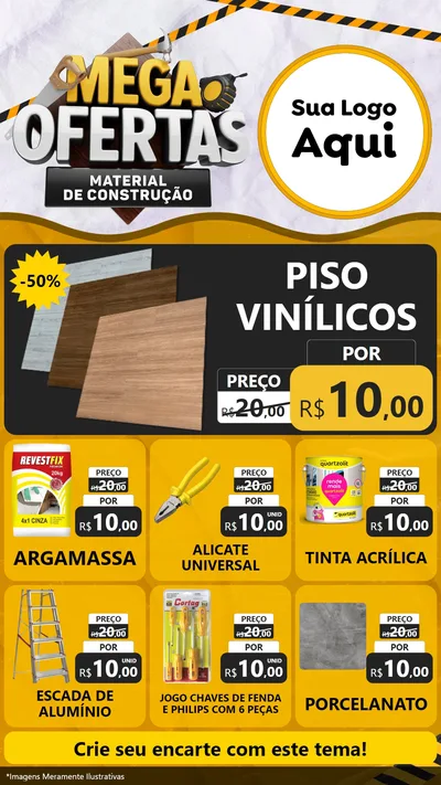 Modelo de Rede Social para Stories com o tema Mega Ofertas - Material de Construção para Material para Construção