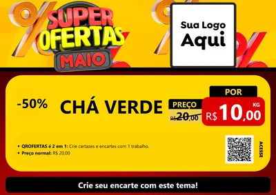 Modelo de Cartaz para Cartaz A4 Horizontal com o tema Super Ofertas Maio para Produtos Naturais