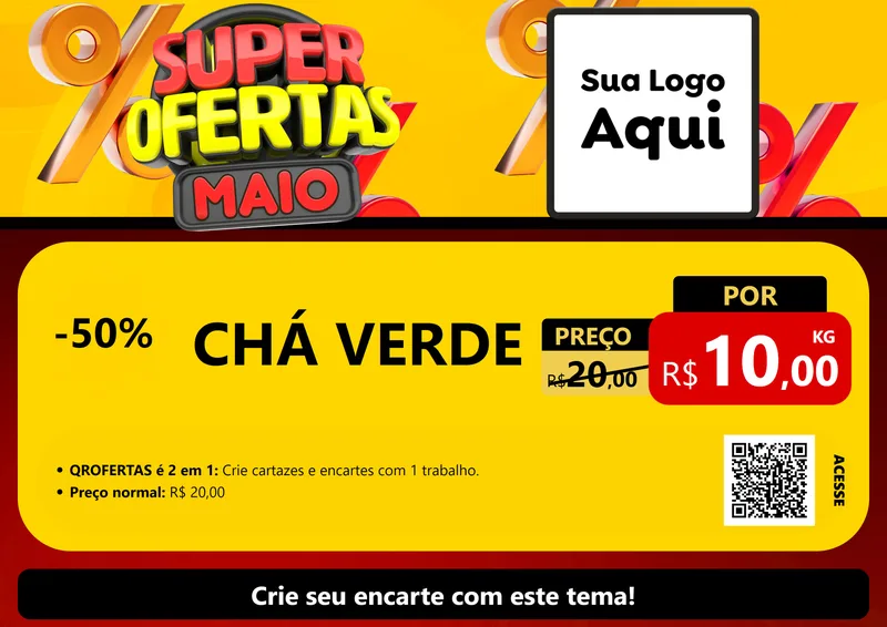 Modelo de Cartaz para Cartaz A4 Horizontal com o tema Super Ofertas Maio para Produtos Naturais