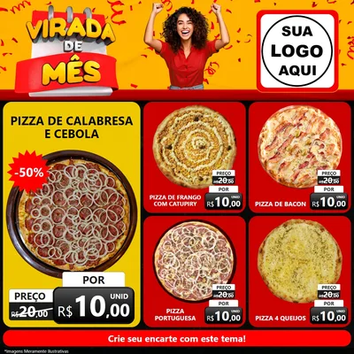 Modelo de Rede Social para Feed Facebook com o tema Virada de Mês para Pizzaria