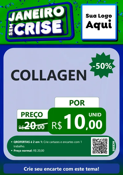 Modelo de Cartaz para Cartaz A4 Vertical com o tema Janeiro Sem Crise para Suplementos alimentares