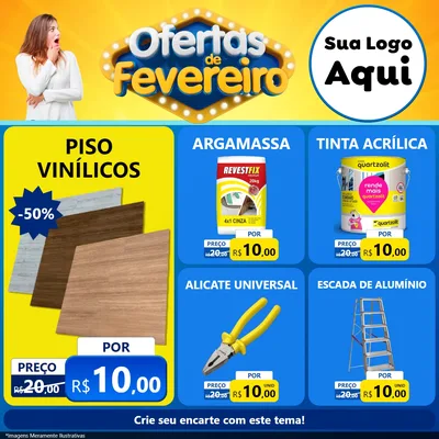 Modelo de Rede Social para Feed Facebook com o tema Ofertas de Fevereiro para Material para Construção