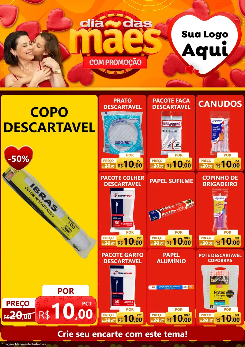 Modelo de Encarte para Encarte A4 Vertical com o tema Dia das Mães com Promoção para Embalagens