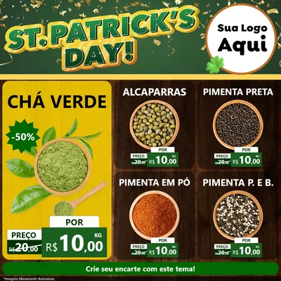 Modelo de Rede Social para Feed Facebook com o tema St Patriks Day para Produtos Naturais