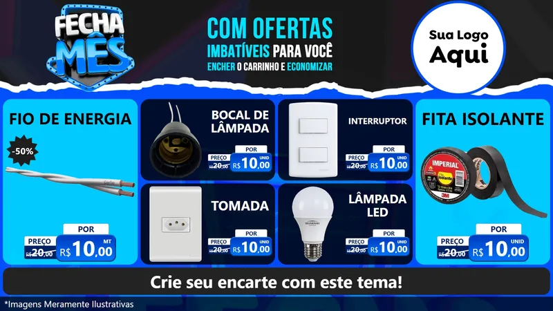 Modelo de TV para TV Horizontal com o tema Fecha Mês para Materiais Elétricos