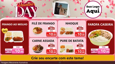 Modelo de TV para TV Horizontal com o tema Valentine's Day para Restaurante