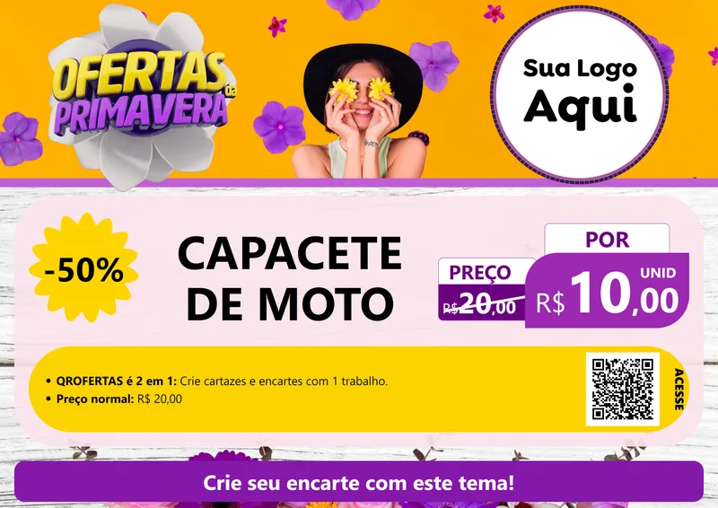 Modelo de Cartaz para Cartaz A4 Horizontal com o tema Ofertas Da Primavera para Moto peças
