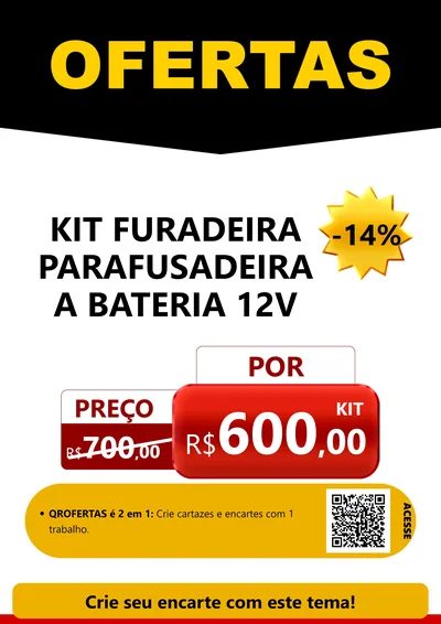 Modelo de Cartaz para Cartaz A4 Vertical com o tema Ofertas Preto e Vermelho Cartaz para Maquinas e Ferramentas