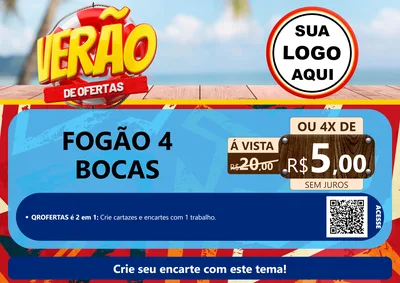 Modelo de Cartaz para Cartaz A4 Horizontal com o tema Verão de Ofertas para Móveis e Eletro