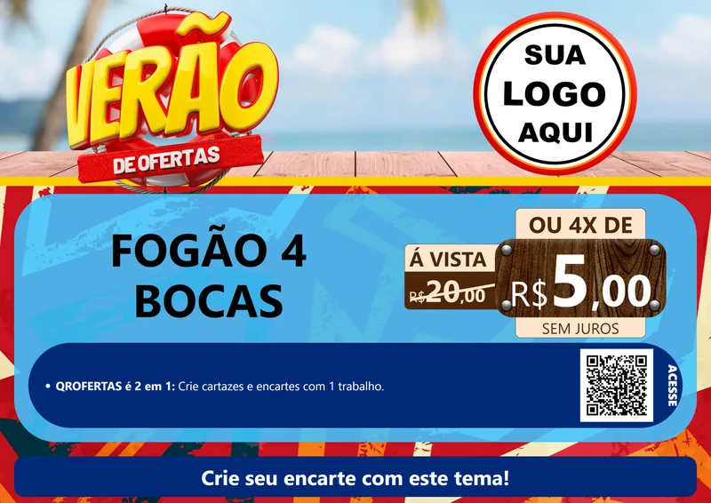 Modelo de Cartaz para Cartaz A4 Horizontal com o tema Verão de Ofertas para Móveis e Eletro