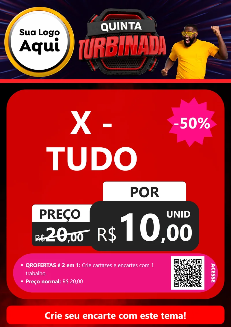 Modelo de Cartaz para Cartaz A4 Vertical com o tema Quinta Turbinada para Hamburgueria