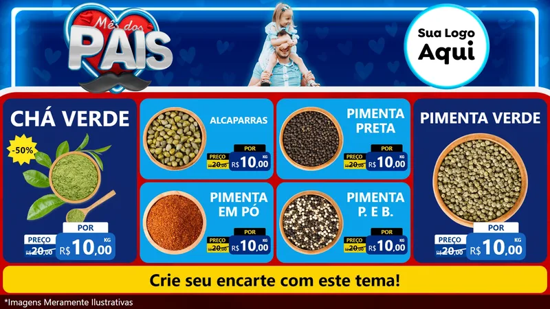 Modelo de TV para TV Horizontal com o tema Mês Dos Pais para Produtos Naturais